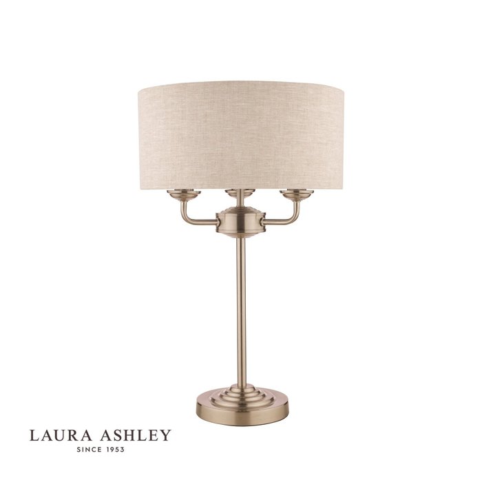 Sorrento – Brushed Chrome Table Lamp with Natural Shade – Laura Ashley