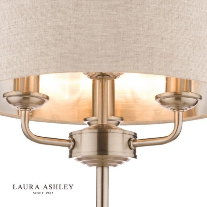 Sorrento – Brushed Chrome Table Lamp with Natural Shade – Laura Ashley
