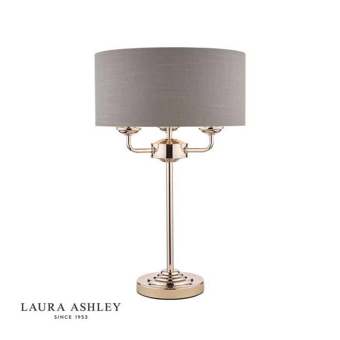 Sorrento – Polished Nickel Table Lamp with Charcoal Shade – Laura Ashley