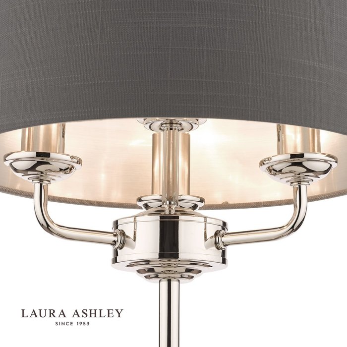 Sorrento – Polished Nickel Table Lamp with Charcoal Shade – Laura Ashley