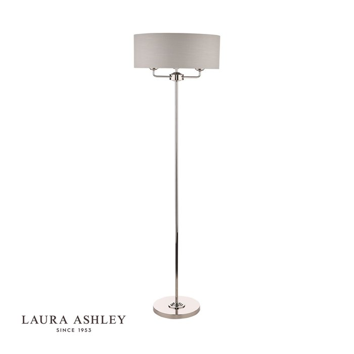 Sorrento – Polished Nickel Floor Lamp with Silver Shade – Laura Ashley