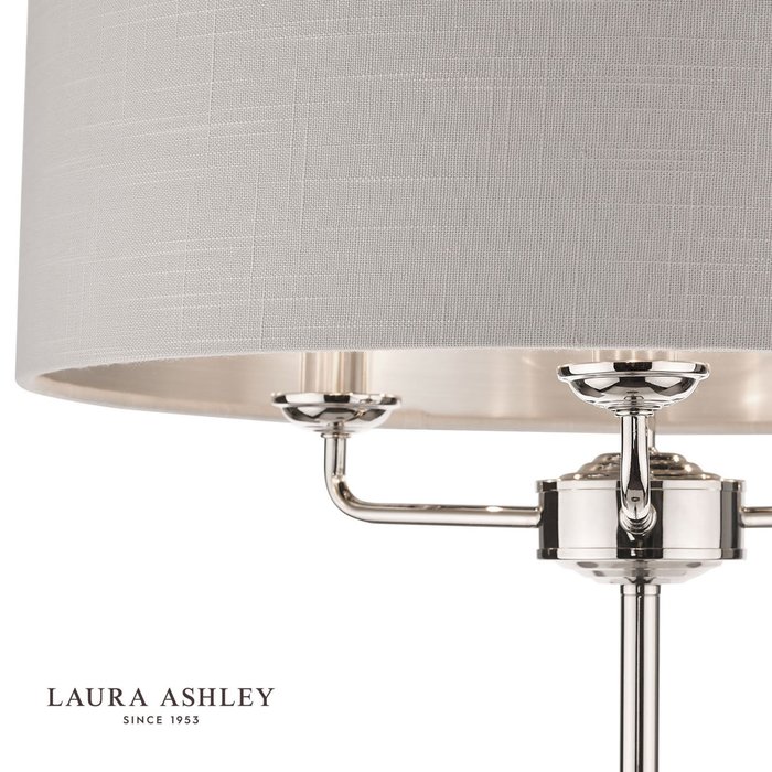 Sorrento – Polished Nickel Floor Lamp with Silver Shade – Laura Ashley