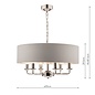 Sorrento – Polished Nickel 6 Light Ceiling Light with Silver Shade – Laura Ashley