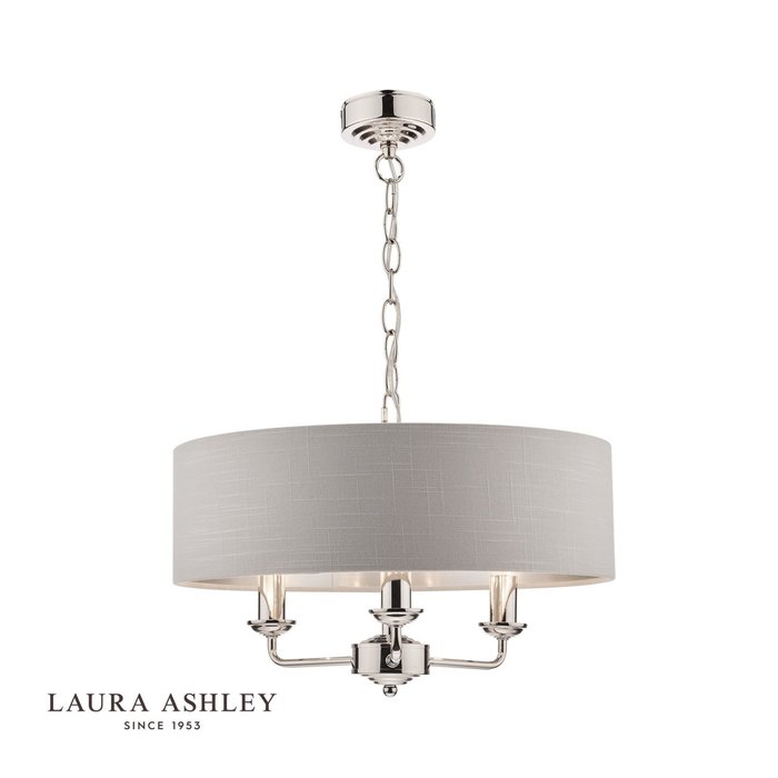 Sorrento – Polished Nickel 3 Light Ceiling Light with Silver Shade – Laura Ashley