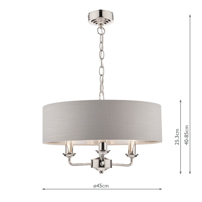 Sorrento – Polished Nickel 3 Light Ceiling Light with Silver Shade – Laura Ashley