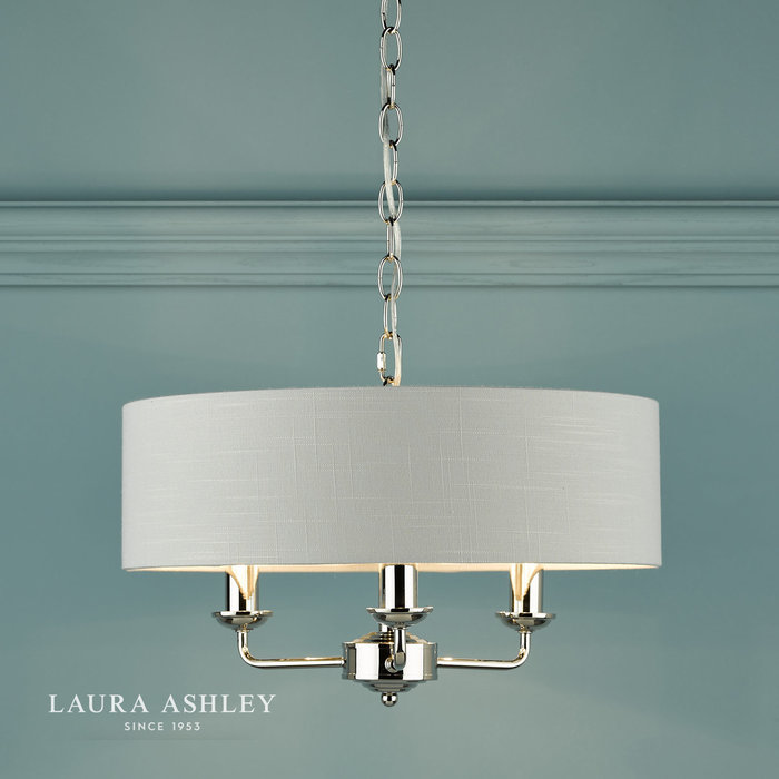 Sorrento – Polished Nickel 3 Light Ceiling Light with Silver Shade – Laura Ashley