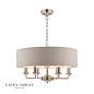 Sorrento – Brushed Chrome 6 Light Ceiling Light with Natural Shade – Laura Ashley