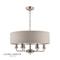 Sorrento – Brushed Chrome 6 Light Ceiling Light with Natural Shade – Laura Ashley