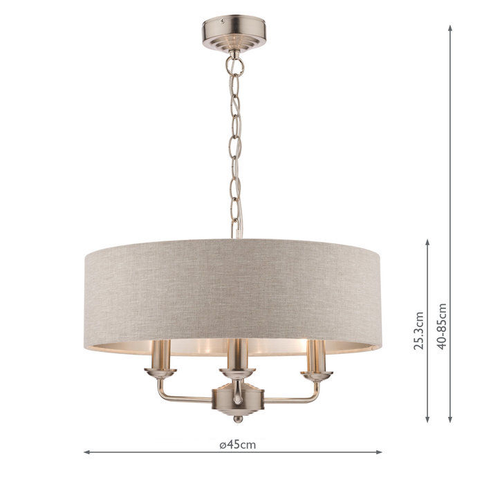 Sorrento – Brushed Chrome 3 Light Ceiling Light with Natural Shade – Laura Ashley