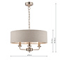 Sorrento – Brushed Chrome 3 Light Ceiling Light with Natural Shade – Laura Ashley