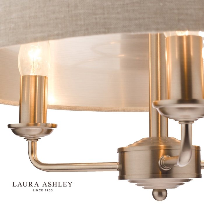 Sorrento – Brushed Chrome 3 Light Ceiling Light with Natural Shade – Laura Ashley