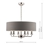 Sorrento – Nickel 6 Light Ceiling Light with Charcoal Shade – Laura Ashley