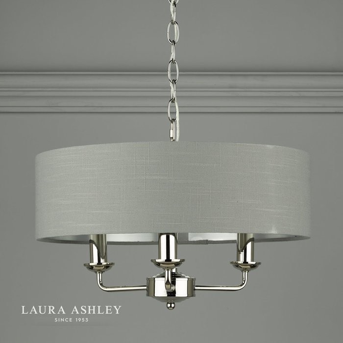 Sorrento – Nickel 3 Light Ceiling Light with Charcoal Shade – Laura Ashley