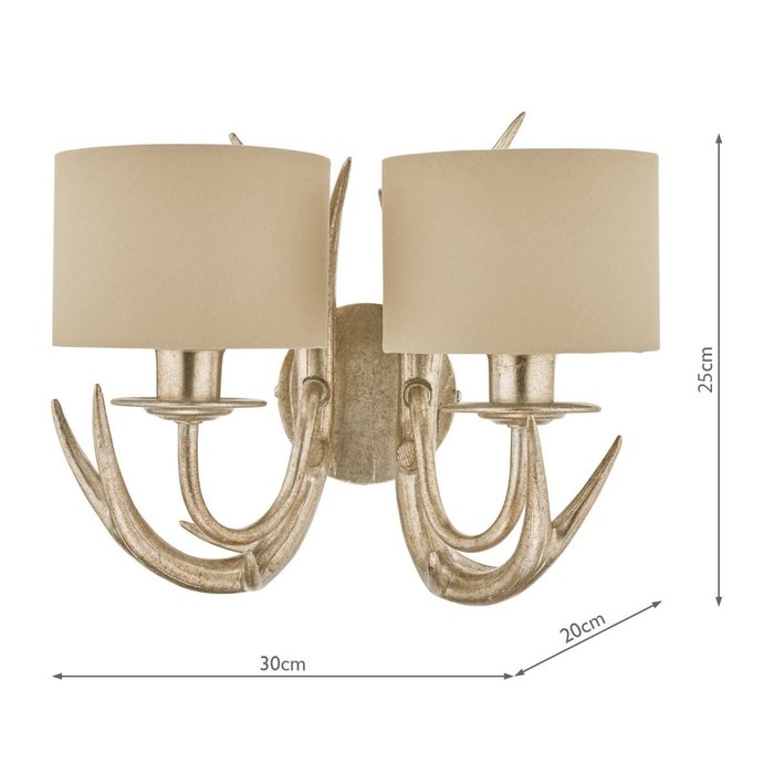 Mulroy – Antler Double Wall Light with Shades – Laura Ashley