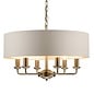 Sorrento - Drum Shade Chandelier Ceiling Light - Ivory & Brass - Laura Ashley