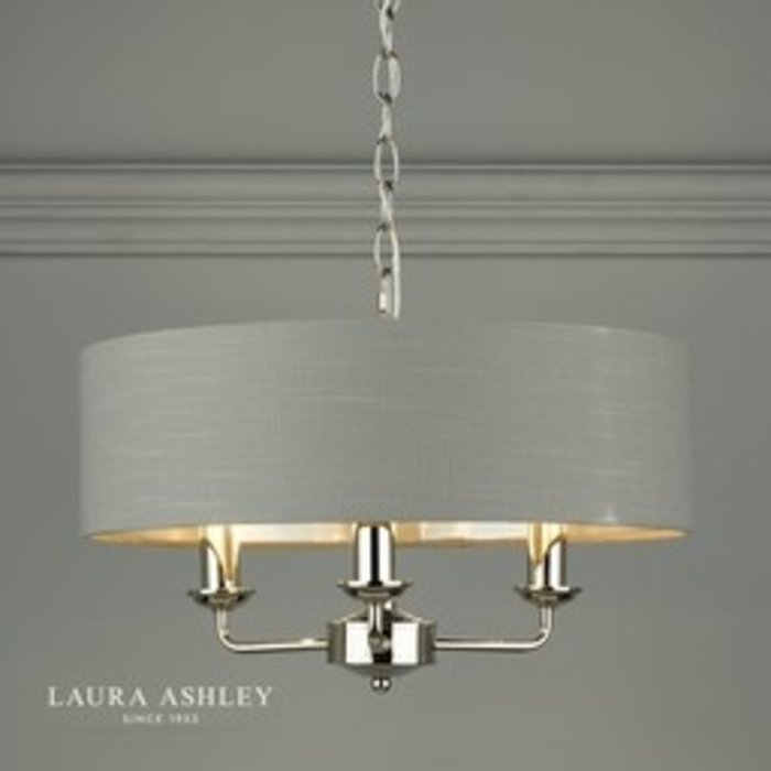 Sorrento – Nickel 3 Light Ceiling Light with Charcoal Shade – Laura Ashley