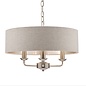 Sorrento – Brushed Chrome 3 Light Ceiling Light with Natural Shade – Laura Ashley