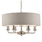 Sorrento – Brushed Chrome 6 Light Ceiling Light with Natural Shade – Laura Ashley