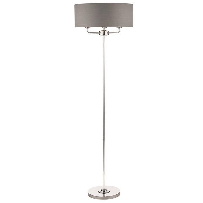 Sorrento – Polished Nickel Floor Lamp with Charcoal Shade – Laura Ashley