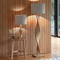 Arthur - Oak Wood Effect Twist Table Lamp and Natural Linen Shade