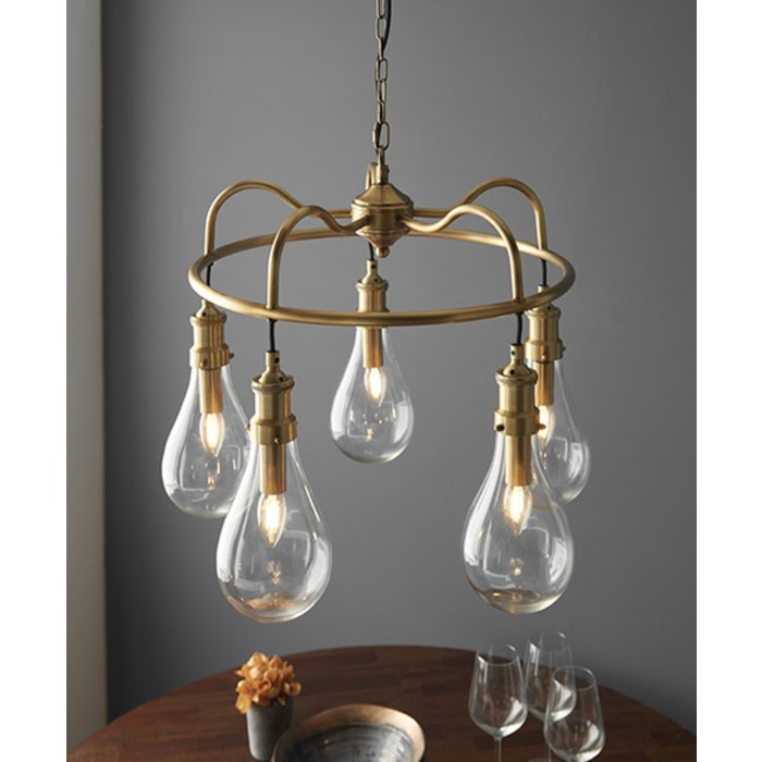 Hassa - Large Indian-Inspired Teardrop Industrial Feature Light - Antique Brass