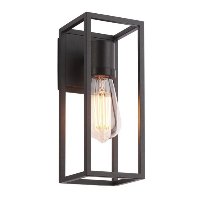 George – Black Open Cage Outdoor Wall Light