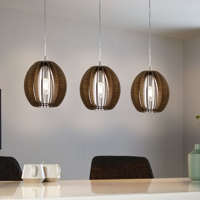 Scandi Wooden 3 Light Bar Pendant