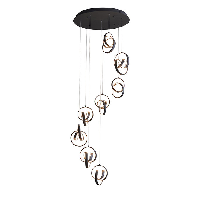 Cosma - 8 Twisting LED Cascading Pendant Light - Black