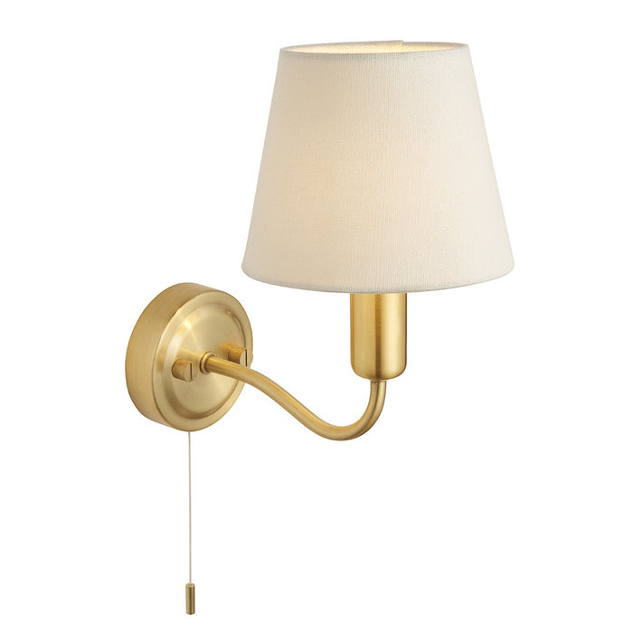 Conway - Brass LED Wall Light with Ivory Shade - Bathroom Rated - Switched