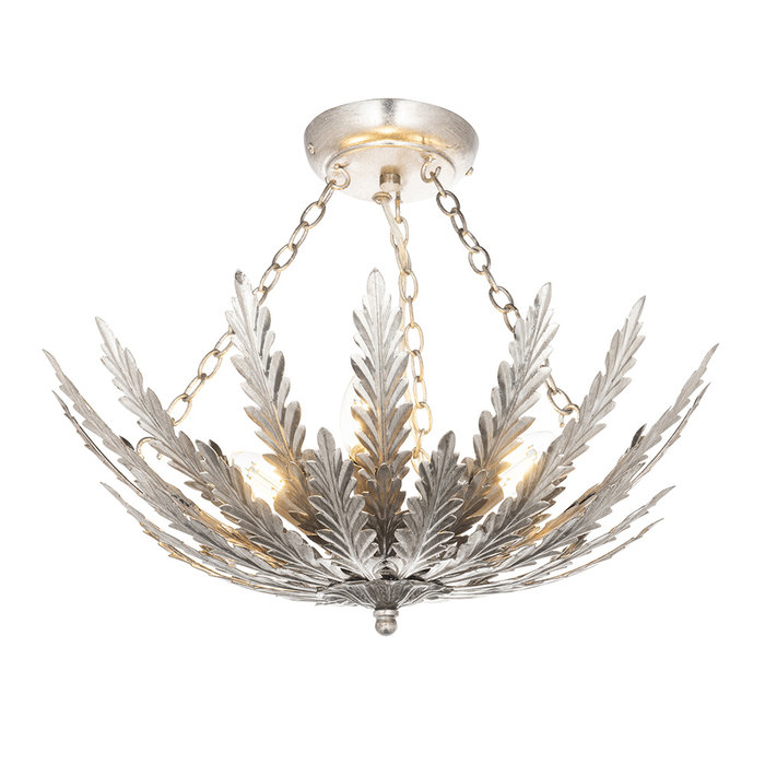 Delphine - Layered Leaf Flush Ceiling Light - Silver