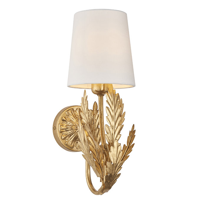 Delphine - Gold Leaf Wall Light with Ivory Shade