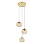 Ripple  - Brass and Dimpled Glass 3 Light Cluster Pendant