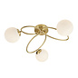 Zoe  - Brass Opal Globe 3 Light Semi Flush Ceiling Light