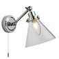 Faraday - Classic Industrial Glass Chrome Wall Light - Bathroom Rated