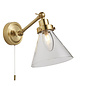 Faraday - Classic Industrial Glass Brass Wall Light - Bathroom Rated