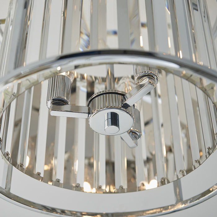 Hamilton - Chrome and Glass 3 Light Semi Flush Ceiling Light