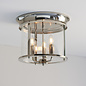 Hampworth - Nickel and Glass 3 Light Flush Ceiling Light