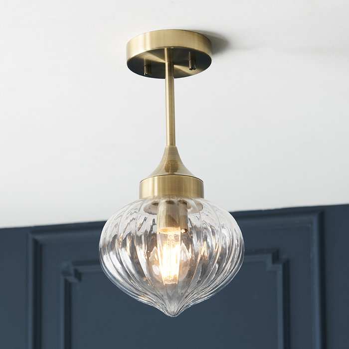 Addington -  Brass and Glass Semi Flush Ceiling Light