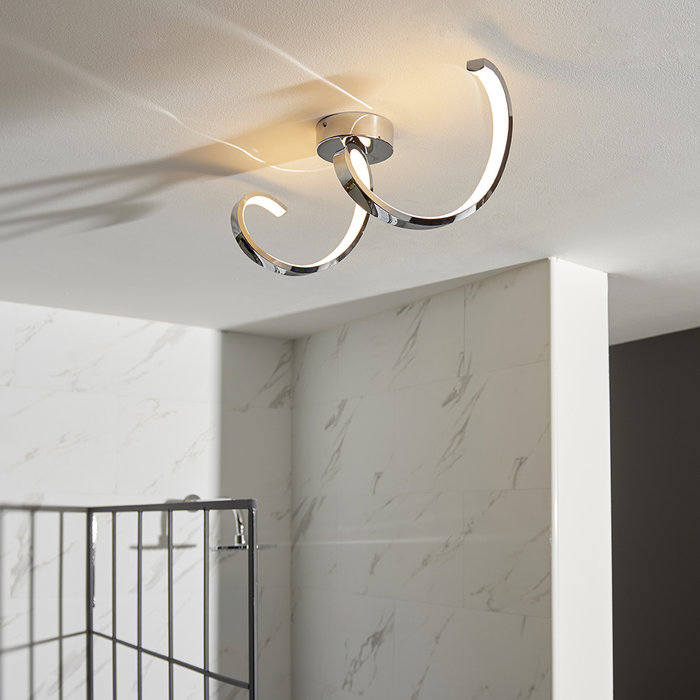 Astral - LED Spiral Flush Ceiling Light - Bathroom Rated