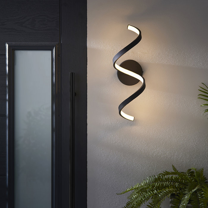 Astral  - Black Modern Outdoor LED Spiral Wall Light