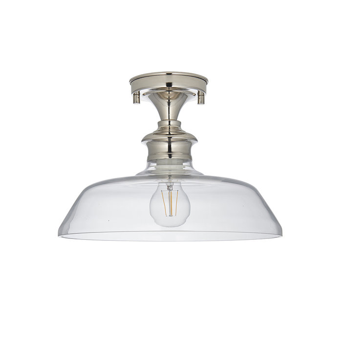 Barford - Nickel and Glass Semi Flush Ceiling Light