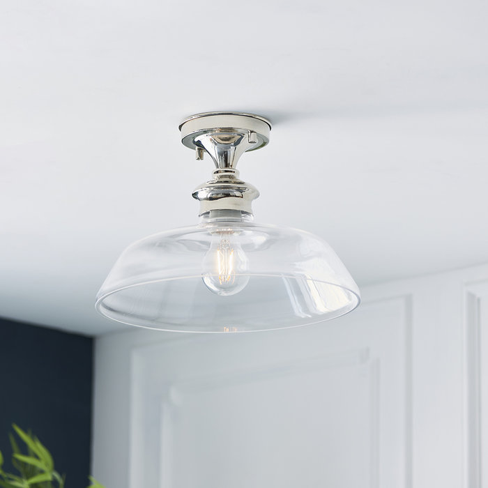 Barford - Nickel and Glass Semi Flush Ceiling Light