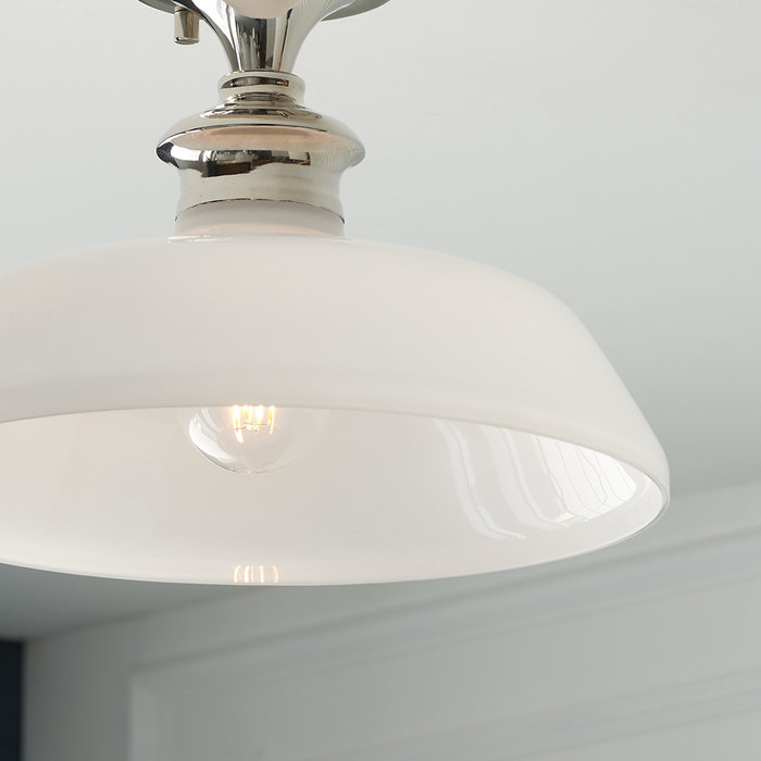 Barford - Nickel and Opal Semi Flush Ceiling Light