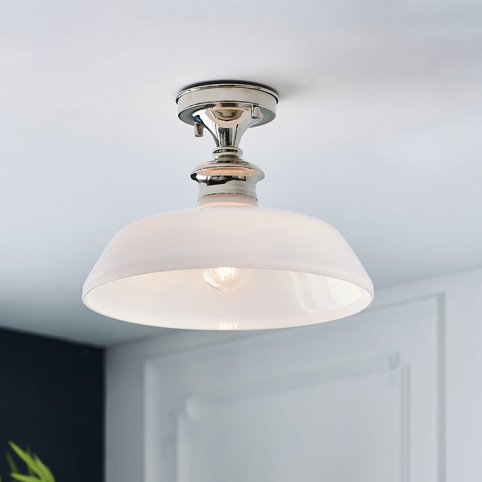 Barford - Nickel and Opal Semi Flush Ceiling Light