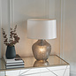 Chelworth -  Grey Faceted Glass Table Lamp with Vintage Shade - Dual Light Source