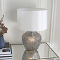 Chelworth -  Grey Faceted Glass Table Lamp with Vintage Shade - Dual Light Source