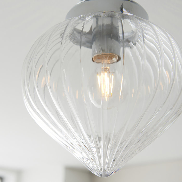 Cheston - Flush Ribbed Glass Teardrop Ceiling Light