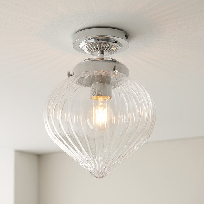 Cheston - Flush Ribbed Glass Teardrop Ceiling Light