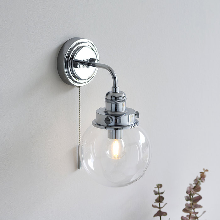 Cheswick - Bathroom Globe LED Wall Light - Chrome - Switched