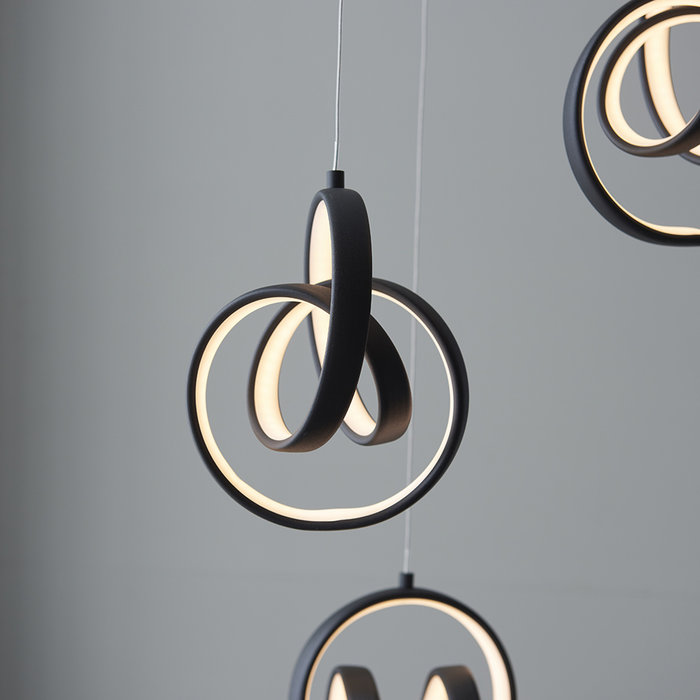 Cosma - 3 Light Twisting LED Cluster Multi Light Pendant - Black